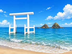 Rocas casadas de Sakurai Futamigaura (桜井二見ヶ浦 夫婦岩)
